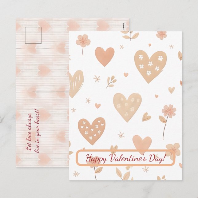 Happy Valentine's Day! Valentine's card.  Holiday Postcard (Front/Back)