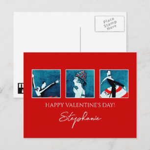 Happy Valentine's Day. Vintage Art Deco  Holiday Postcard