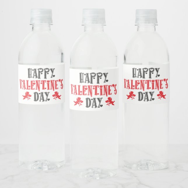 Happy Valentine's Day Water Bottle Label (Bottles)