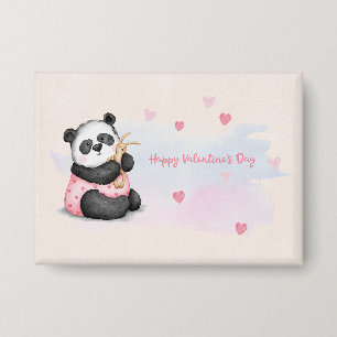 Happy Valentine's Day Watercolor Heart Panda Bunny