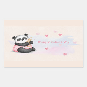 Happy Valentine's Day Watercolor Heart Panda Bunny Sticker