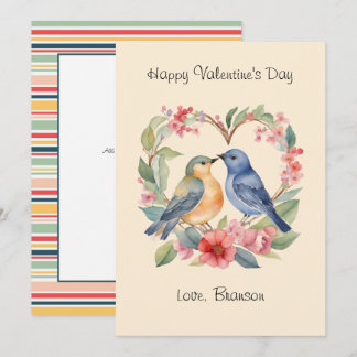Happy Valentine's Day Watercolor Love Birds Card