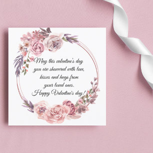 happy valentines day watercolor pink floral holiday card