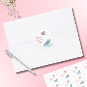 Happy Valentine's Day Watercolor Seal With Heart