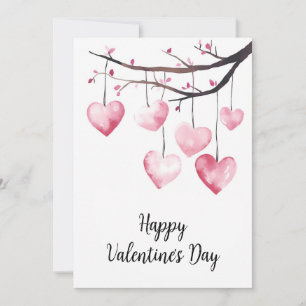 Happy Valentine's Day Watercolor Valentine's Day Holiday Card