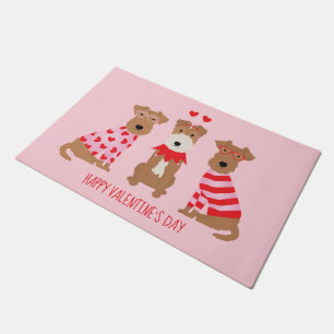 Happy Valentines Day Welsh Wire Fox Terrier Dogs Doormat