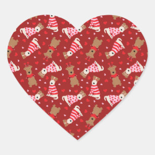 Happy Valentines Day Welsh Wire Fox Terrier Dogs Heart Sticker