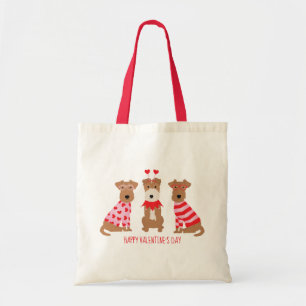 Happy Valentines Day Welsh Wire Fox Terrier Dogs Tote Bag
