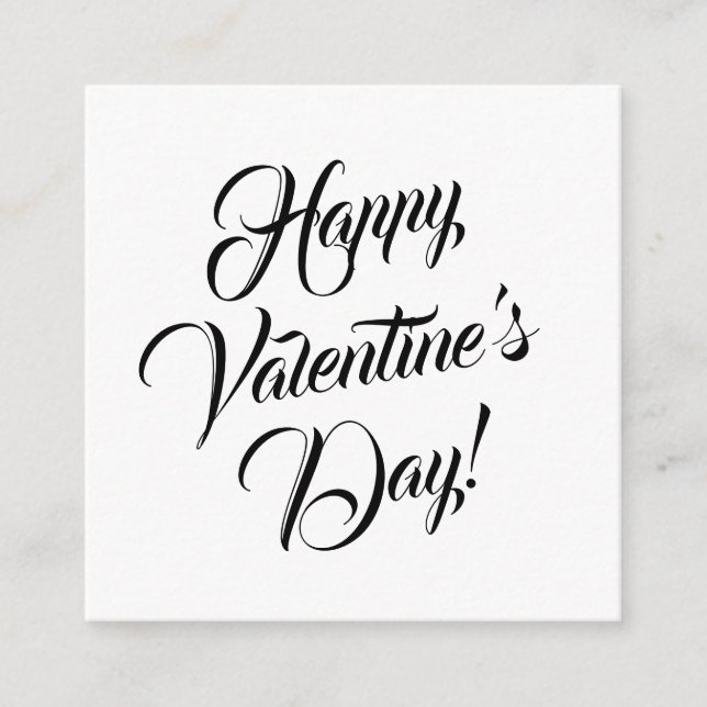 Happy Valentine's Day white black elegant script Enclosure Card (Front)