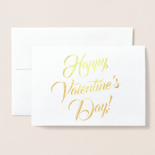 Happy Valentine's Day white black elegant script Foil Card