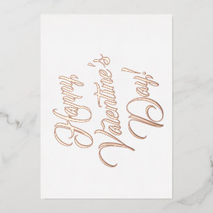 Happy Valentine's Day white black elegant script Foil Holiday Card