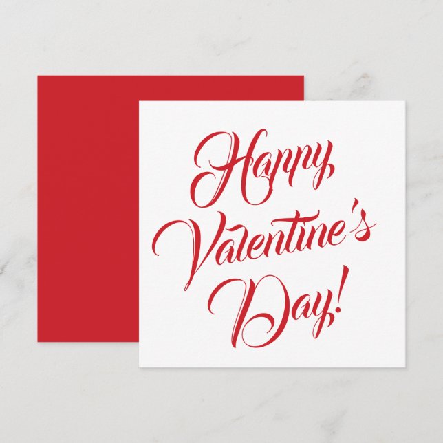 Happy Valentine's Day white red elegant script Card (Front/Back)