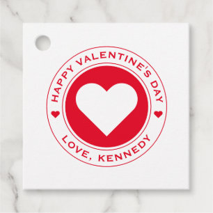 Happy Valentines Day White Red Heart Chic Unique Favour Tags