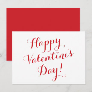 Happy Valentine's Day white red script calligraphy Card