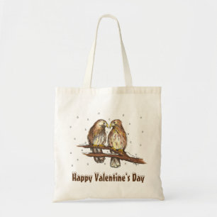Happy Valentine's Day Winter Lovebird Birds Snow Tote Bag