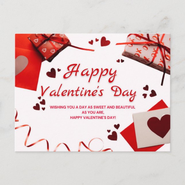Happy Valentine's Day - Wishing you a sweet day Holiday Postcard (Front)