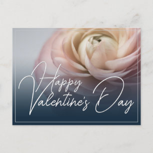 Happy Valentine's Day with big pink rose Holiday Postcard