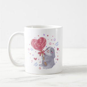 Happy Valentine's Day with Bunny & Lollipop Coffee Mug