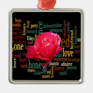 Happy Valentine's Day With Elegant Red Roses Metal Ornament