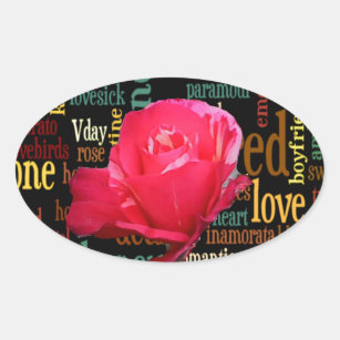 Happy Valentine's Day With Elegant Red Roses Oval Sticker