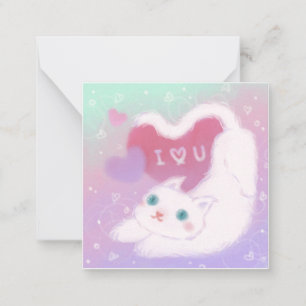 Happy Valentine's Day with Fluffy White Cat Card