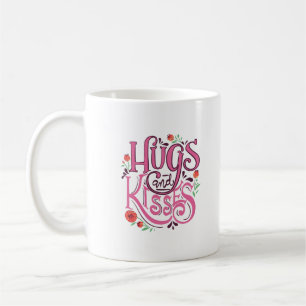 Happy Valentine's Day With Hugs And Kisses Coffee Mug