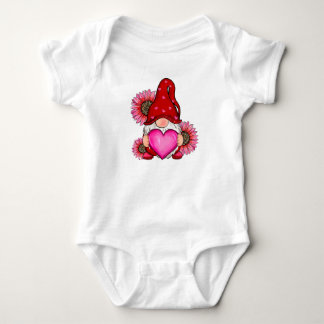 Happy Valentines Day With Leopard Sunflower Valent Baby Bodysuit