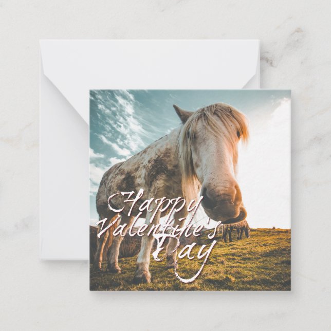 Happy Valentine's day with looking Horse Card (Front)