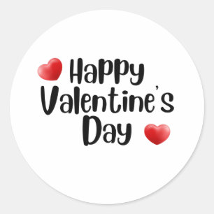 Happy Valentine's Day with love red heart    Classic Round Sticker