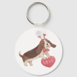 Happy Valentine's Day with Puppy Keychain