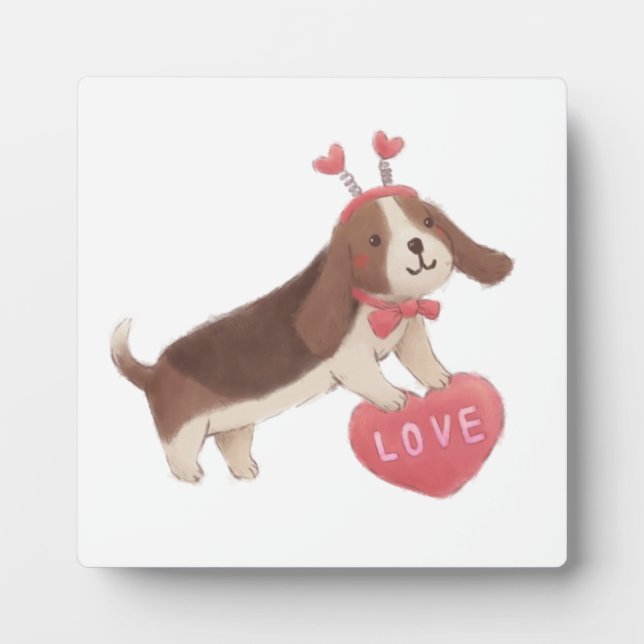 Happy Valentine's Day with Puppy Plaque (Front)