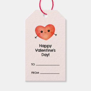 Happy Valentine's Day with red heart Gift Tags