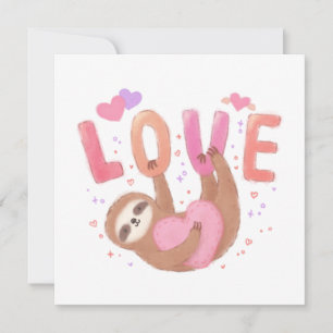 Happy Valentine's Day with Sloth Invitation