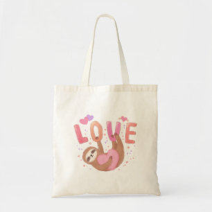 Happy Valentine's Day with Sloth Tote Bag