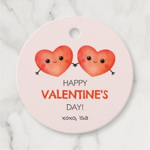 Happy Valentine's Day with two hearts Favour Tags