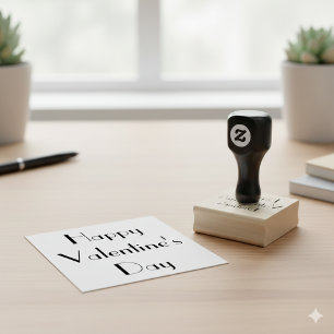 Happy Valentines Day Wood Art Rubber Stamp