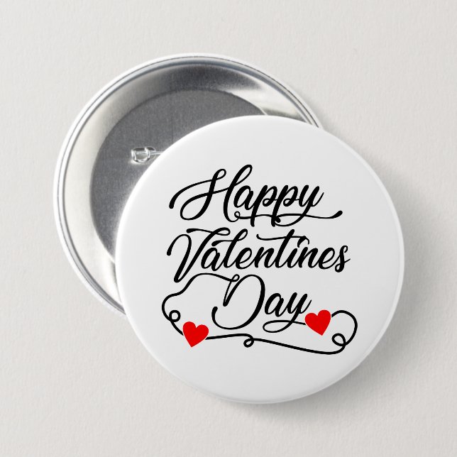 Happy Valentine's Day word art  3 Inch Round Button (Front & Back)