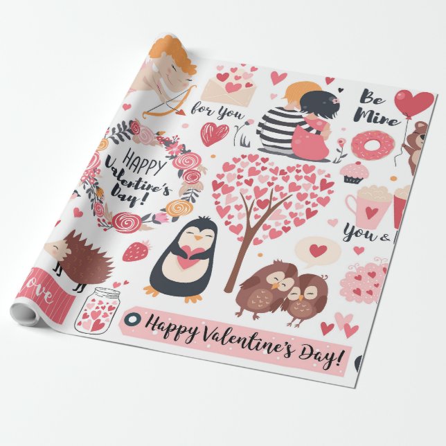 Happy Valentine's Day Wrapping Paper (Unrolled)