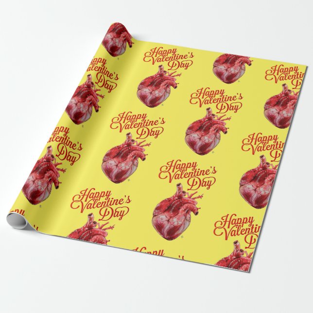 Happy Valentine's Day Wrapping Paper (Unrolled)