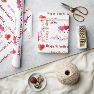 Happy Valentine's Day Wrapping Paper Couple Hearts