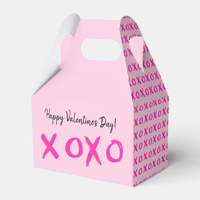 Happy Valentine's day xoxo Pink Favor Box (Front Side)