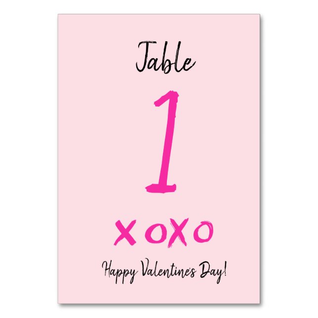 Happy Valentine's day xoxo pink  Table Number (Front)