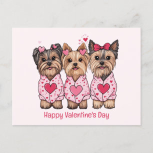 Happy Valentines Day Yorkie Dogs Holiday Postcard