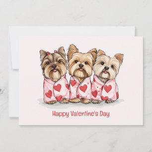 Happy Valentines Day Yorkshire Terrier Dogs Holiday Card