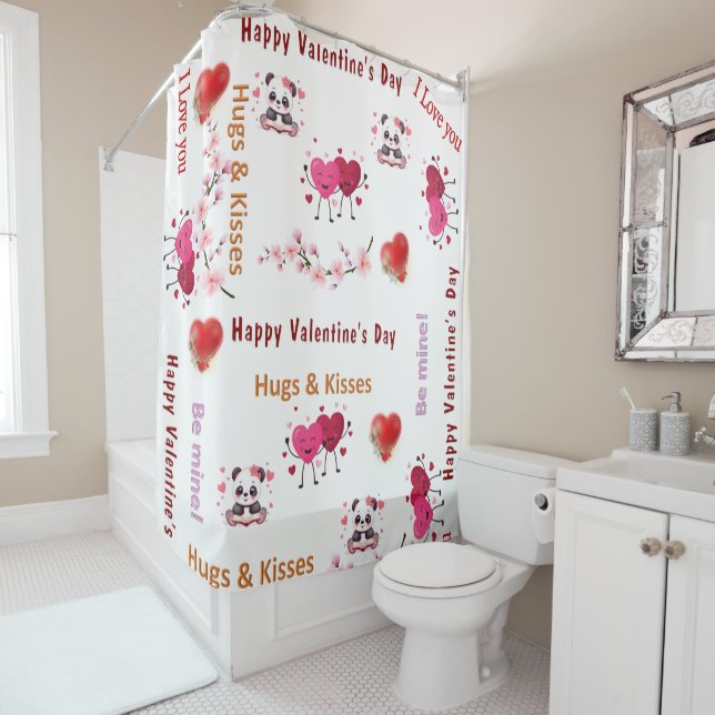 Happy Valentine's DayShower Curtain, Couple Hearts (In Situ)