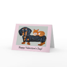 Happy Valentine's Dog & Cat Folded Greeting Card