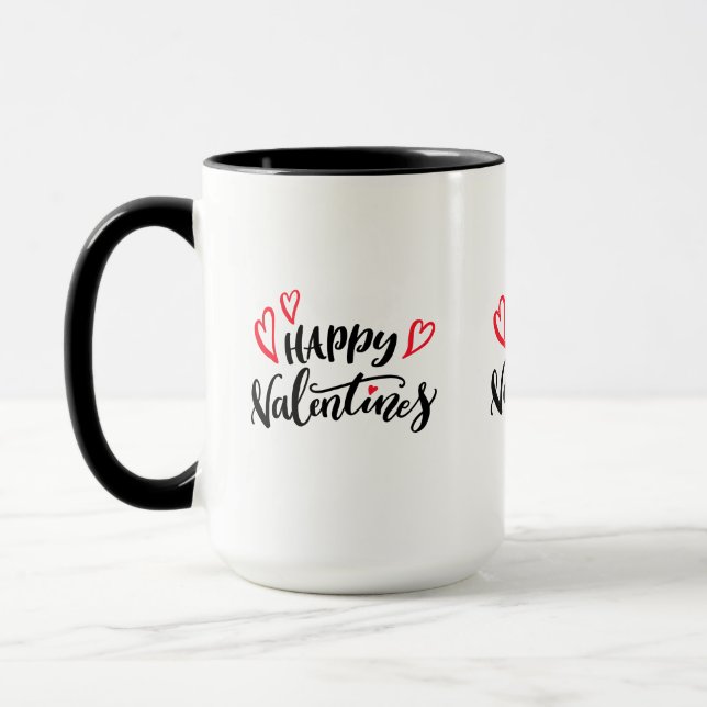Happy Valentines Hand Written Typography Design Mug (Left)