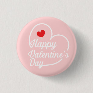 Happy Valentine's Heart Swash 1 Inch Round Button