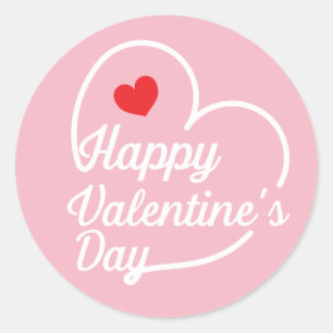 Happy Valentine's Heart Swash ID734 Classic Round Sticker