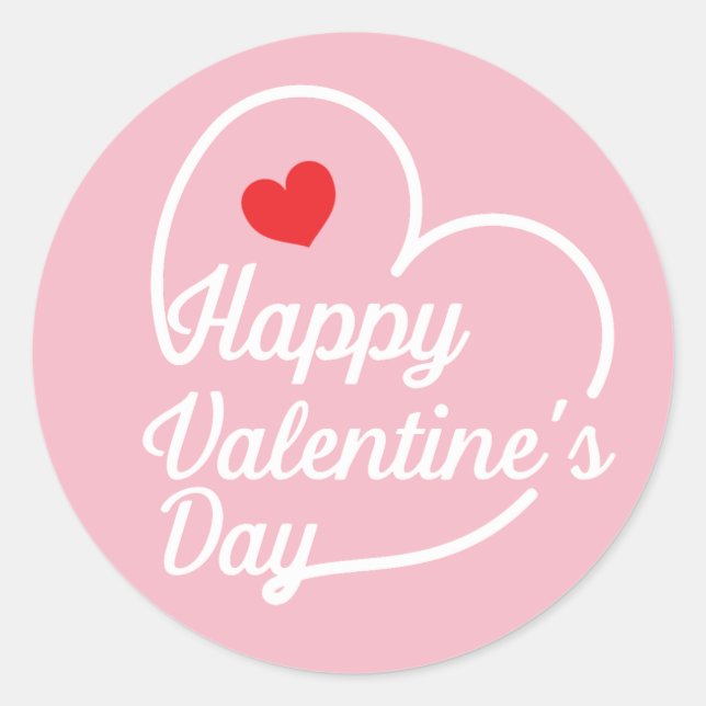 Happy Valentine's Heart Swash ID734 Classic Round Sticker (Front)